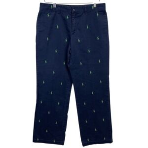 Ralph Lauren All Over Pony Embroidered Chino Pants Womens Size 8 Blue.  VTG